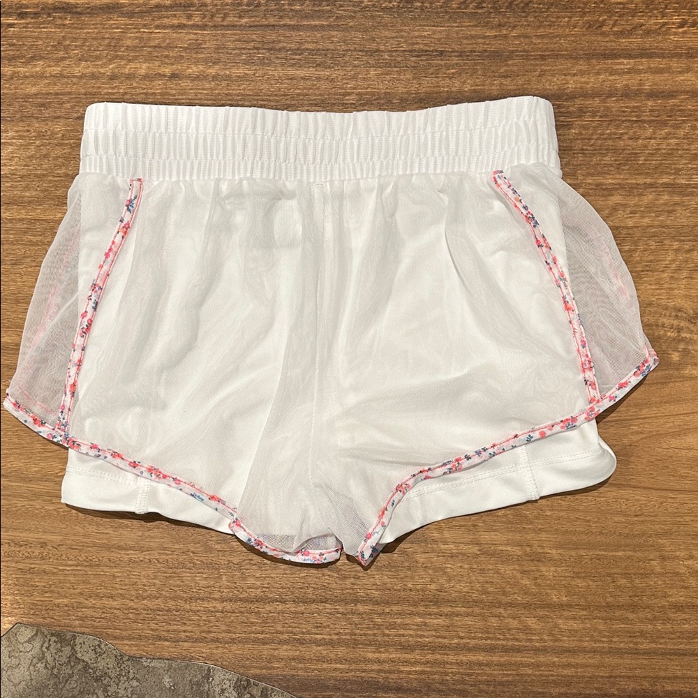 Lucky in Love White Tennis Shorts with Floral Accent - Picture 5 of 5